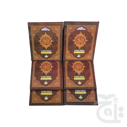 Panj Para Set Complete Holy Quran In 6 Parts 13 Lines Plain Large Text - Hardback With Fabric Case -30 Juzz) 3UPPS